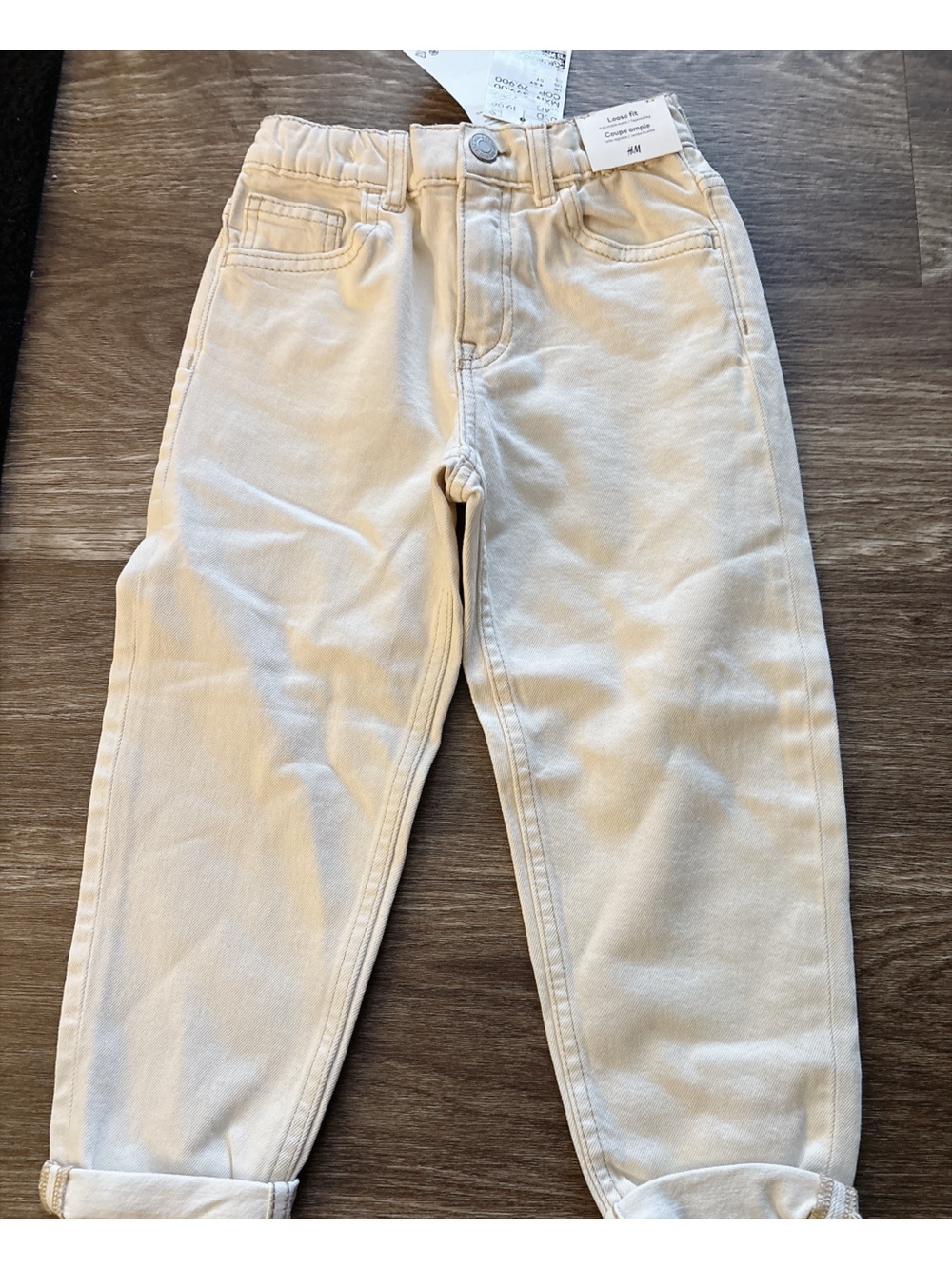 H&M Kids Loose Jeans in Light Cream